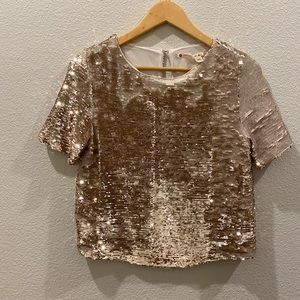 Chelsea and Violet Gold Sequence Crop Top